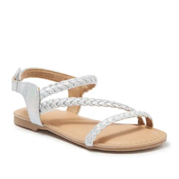 New DV Dolce Vita Silver Girls Braided Cassie beach sandal Vel-cro straps size 5 - Picture 1 of 4